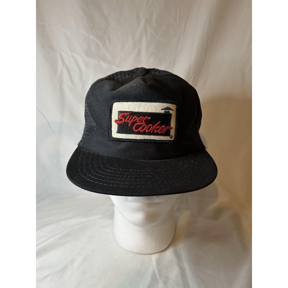 Super Cooker Vintage Black Patch Hat Cap Mesh Snapback